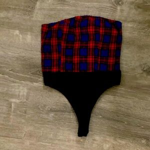 Pretty Little Things Plaid Body Suit Sz 2